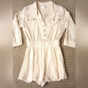 Anthropologie Mable Crochet Boho Embroidered Romper